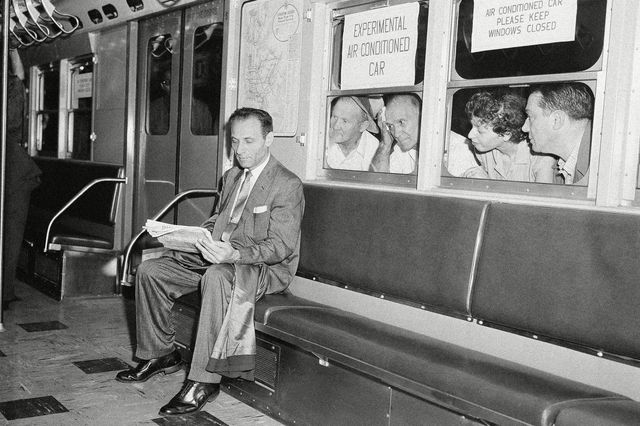 An experimental air conditioned train makes its first run in 1956.